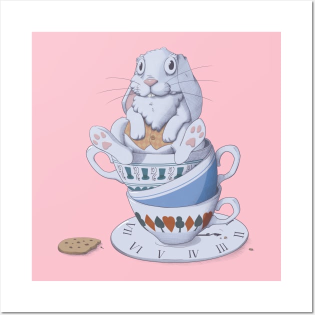 Alice In Wonderland Fan Art Teacup Bunny Wall Art by ChiquitaFoncy